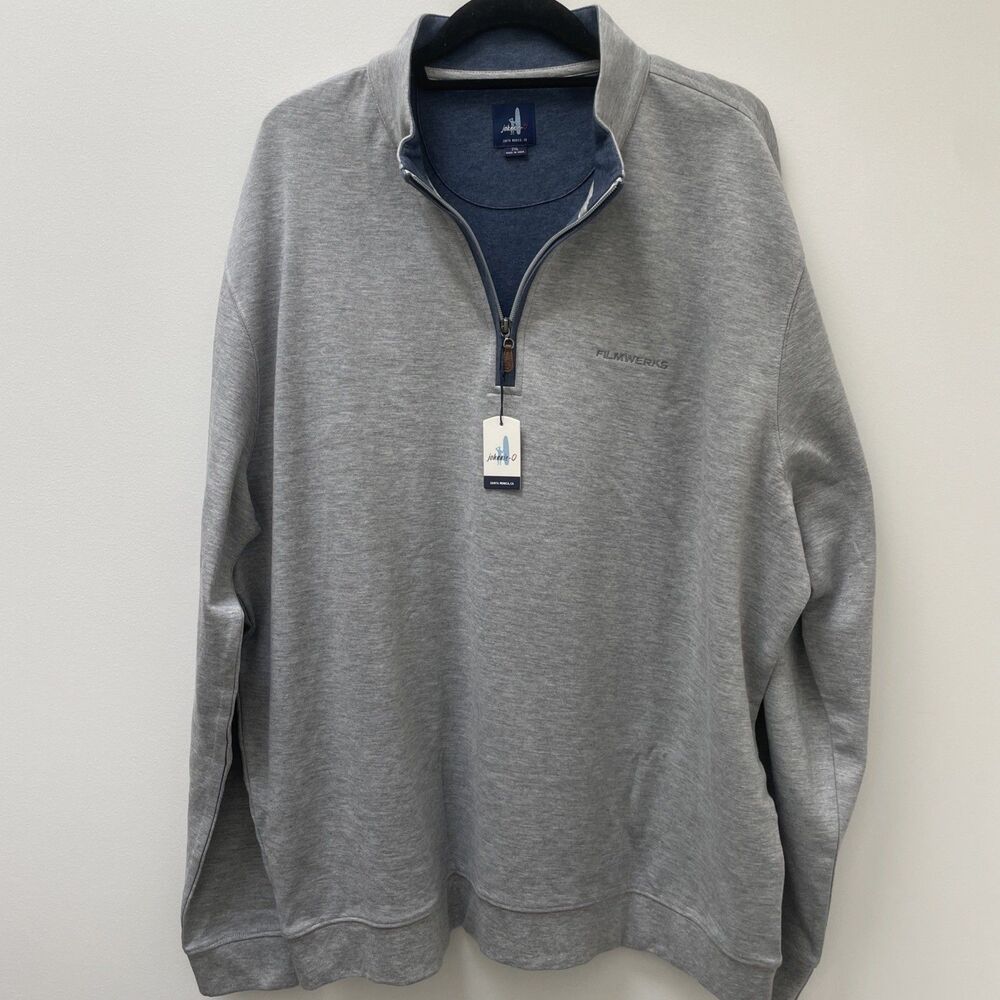 NWT JOHNNIE-O Sully 1/4 Zip Golf Pullover Sweatshirt in Laguna Grey Size XXL